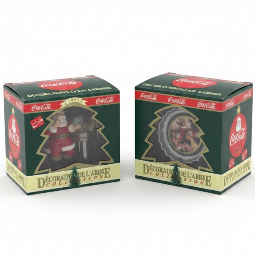 NIB Vintage Coca-Cola 1951 Christmas Ornament Set Trim A Tree Collection 2pc Lot